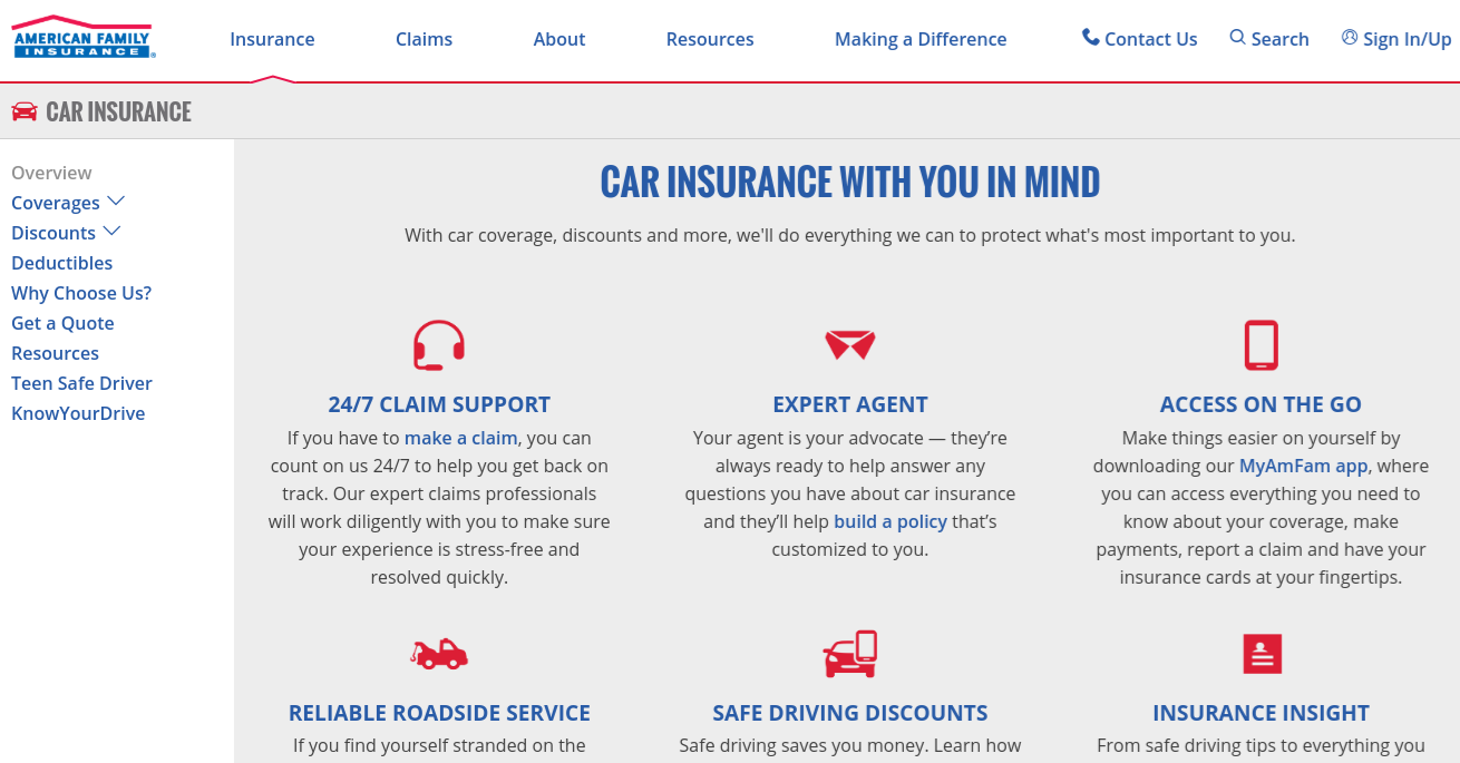 American Family Car Insurance Page