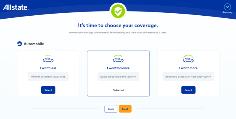 Allstate Get a Quote Coverage Level Options