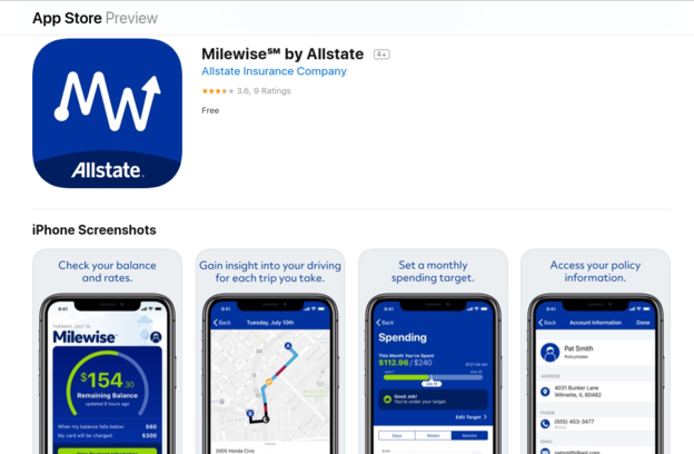 Allstate Mileswise App iOS