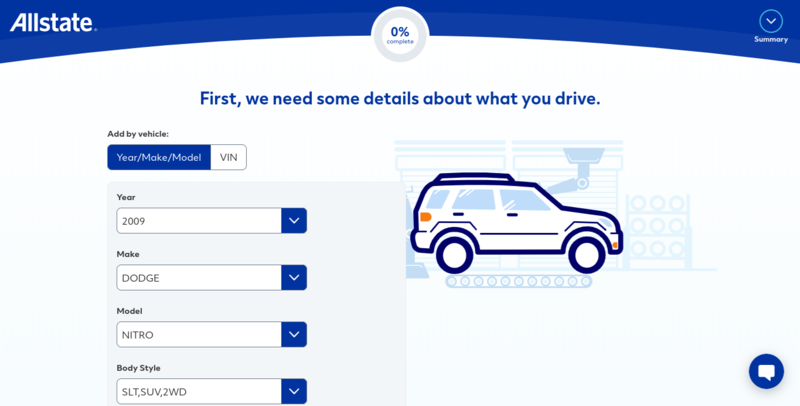 Allstate Get a Quote Vehicle Details