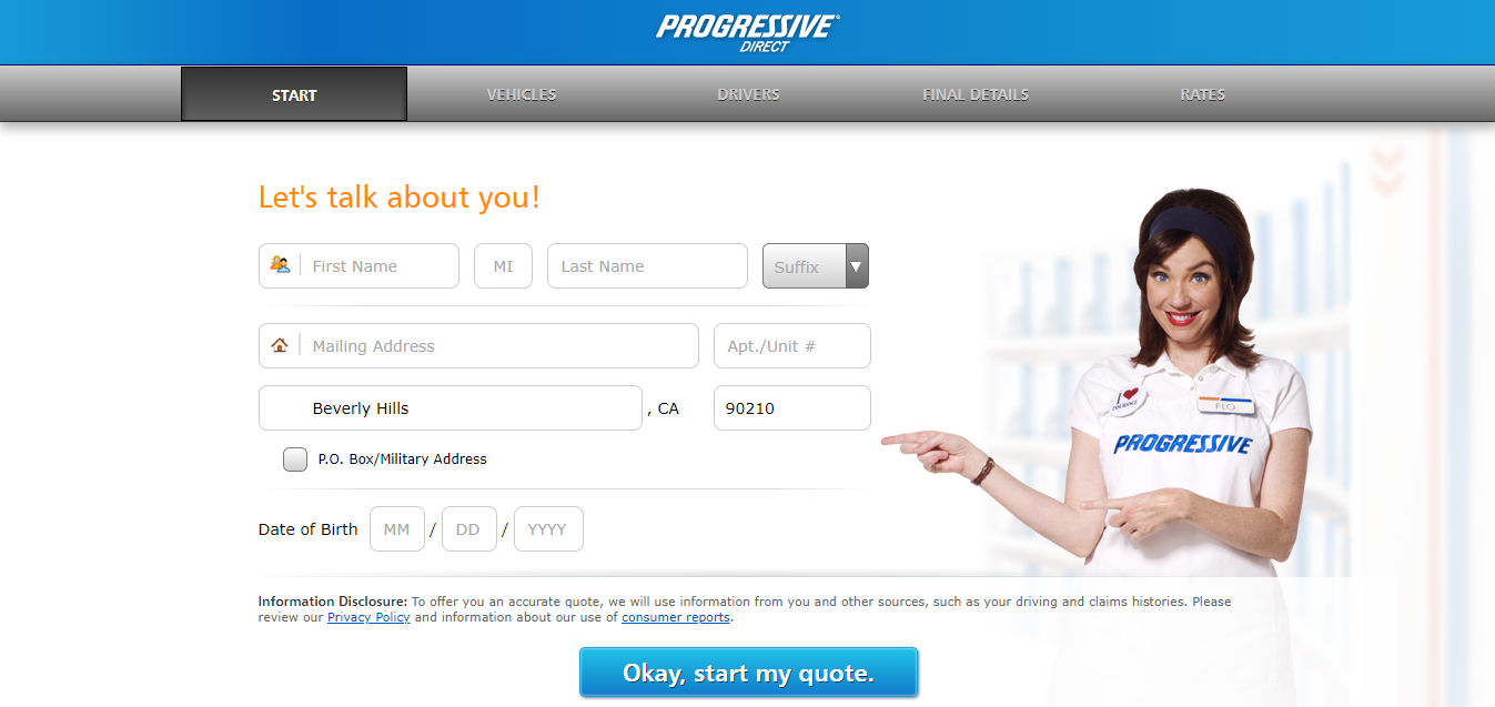 Progressive Auto Quote Basic Information