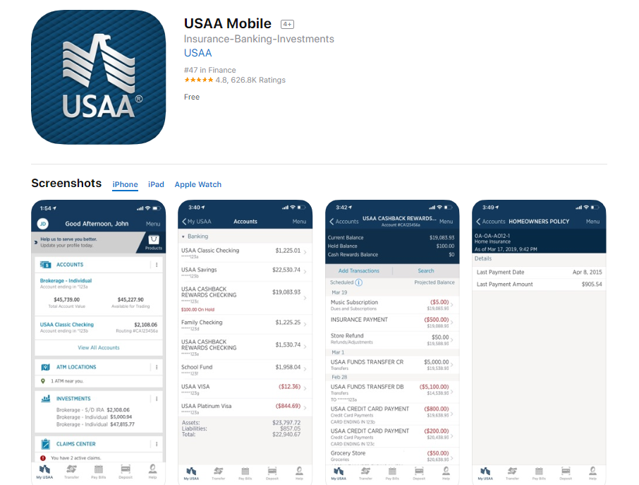 USAA Mobile App on Apple