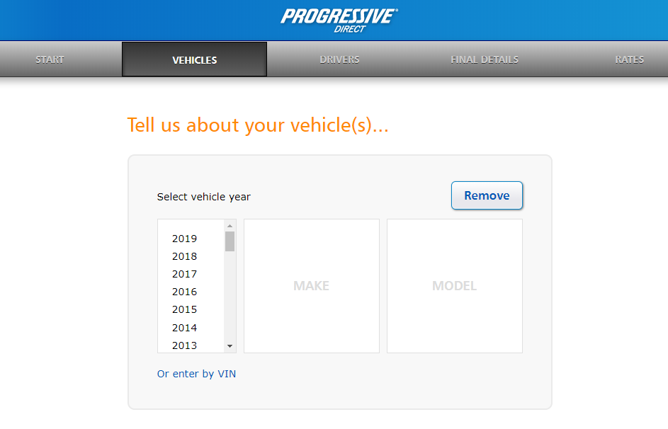 Progressive Quote Vehicle Information