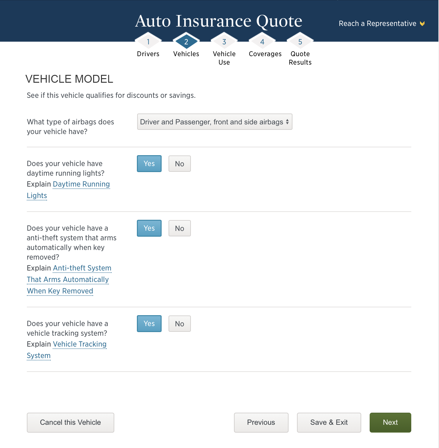 USAA Car Insurance Quote Questions