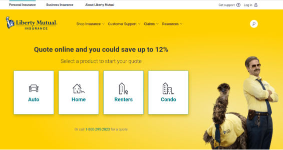 Liberty Mutual web site home page